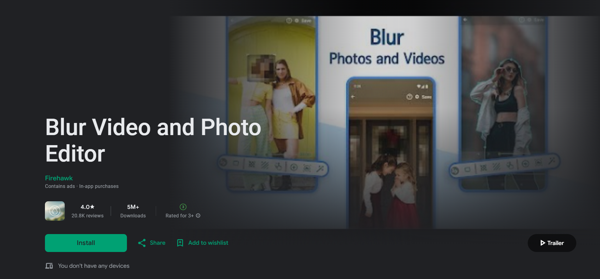 Capture d'écran de Blur Video and Photo avec outils pour flouter des photos et vidéos